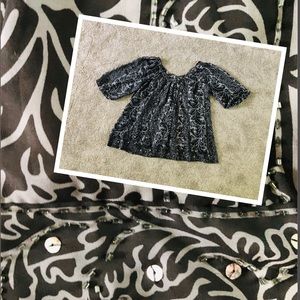 Nicole Miller Beaded Relaxed Blouse Top Size 14 Chiffon Summer Shoulders Off